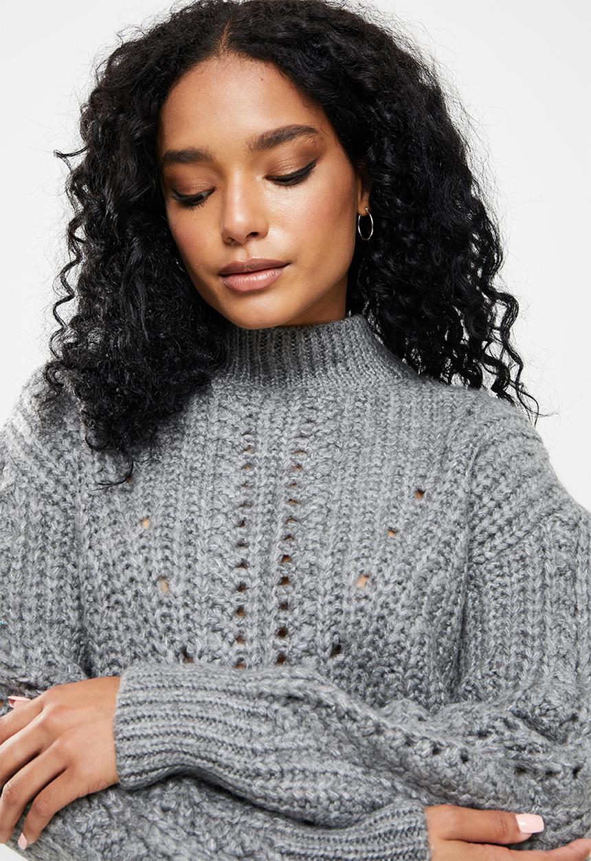 Trendyol - Openwork knit sweater - grey