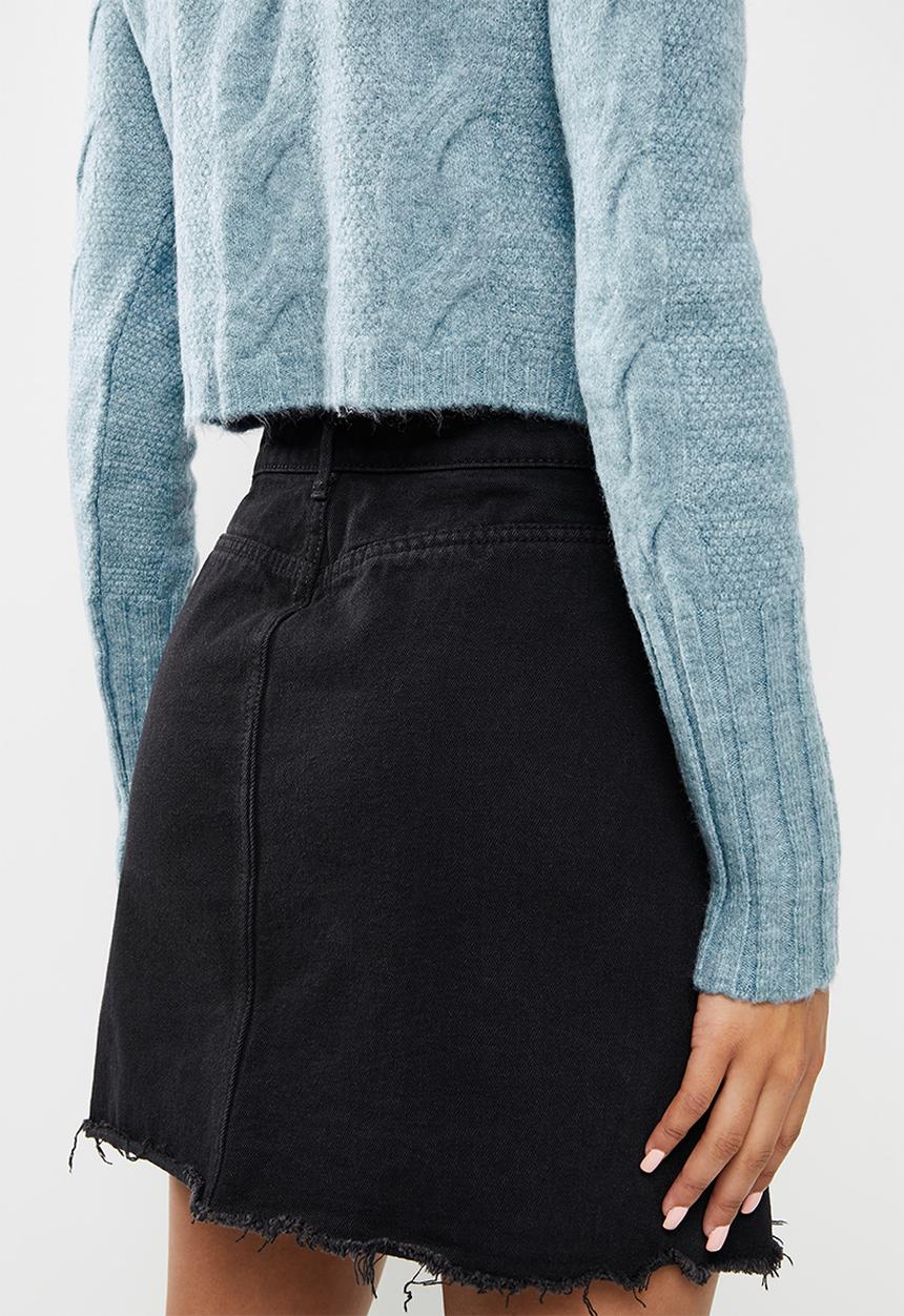 Trendyol - Crop turtleneck knit sweater - blue
