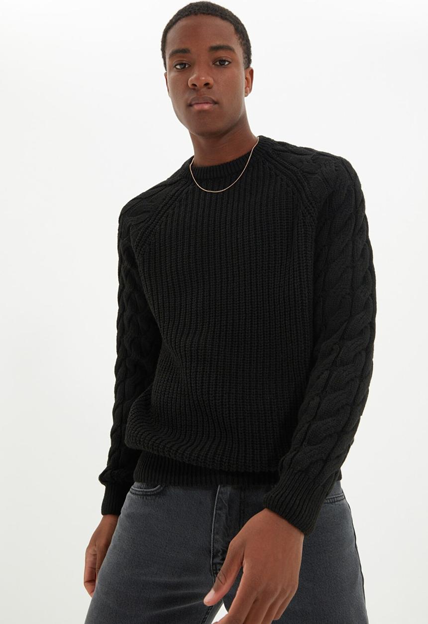 Trendyol - Textured regualr fit knit - black
