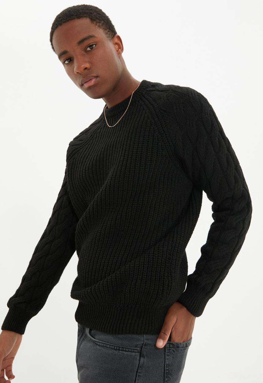 Trendyol - Textured regualr fit knit - black