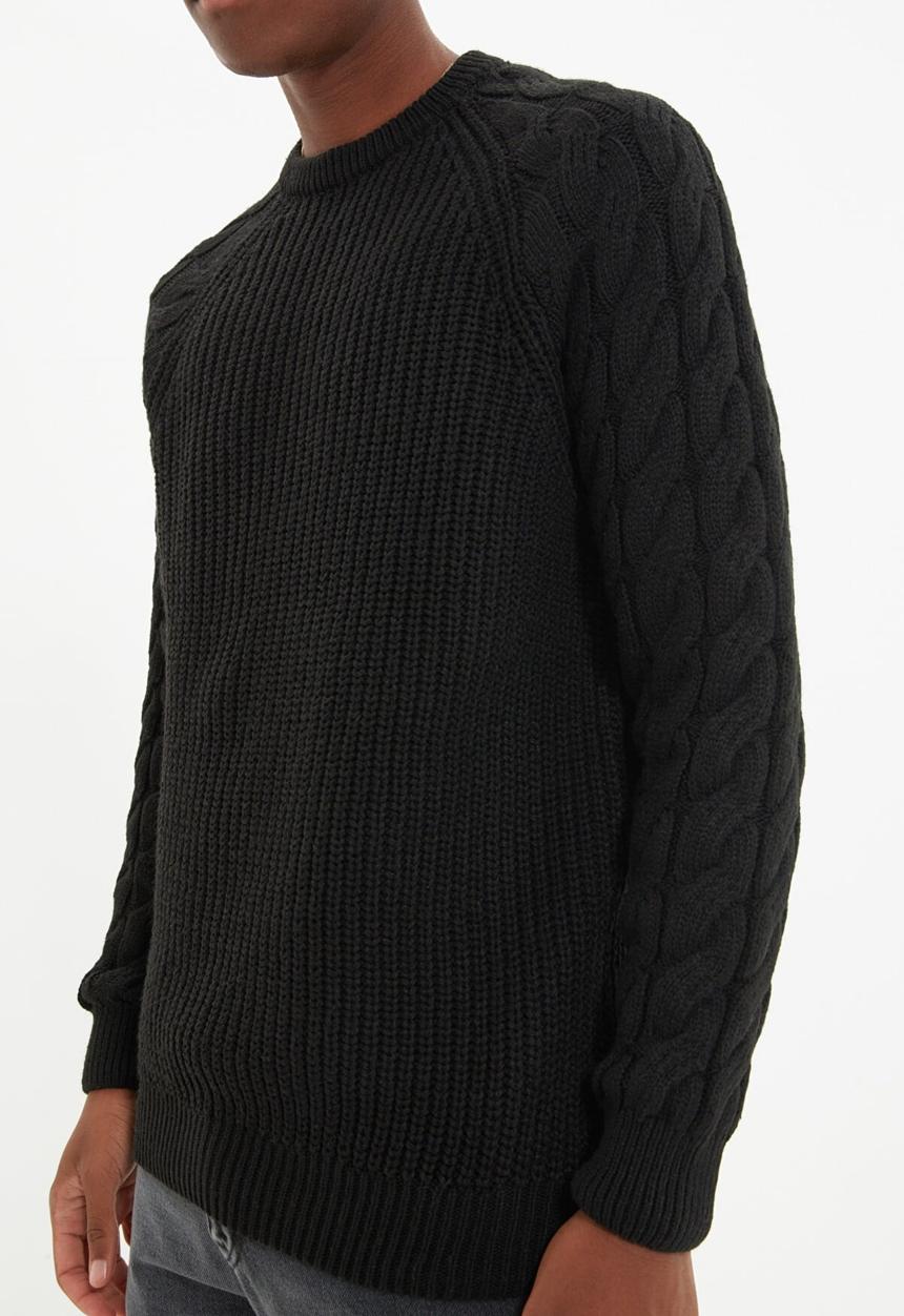 Trendyol - Textured regualr fit knit - black