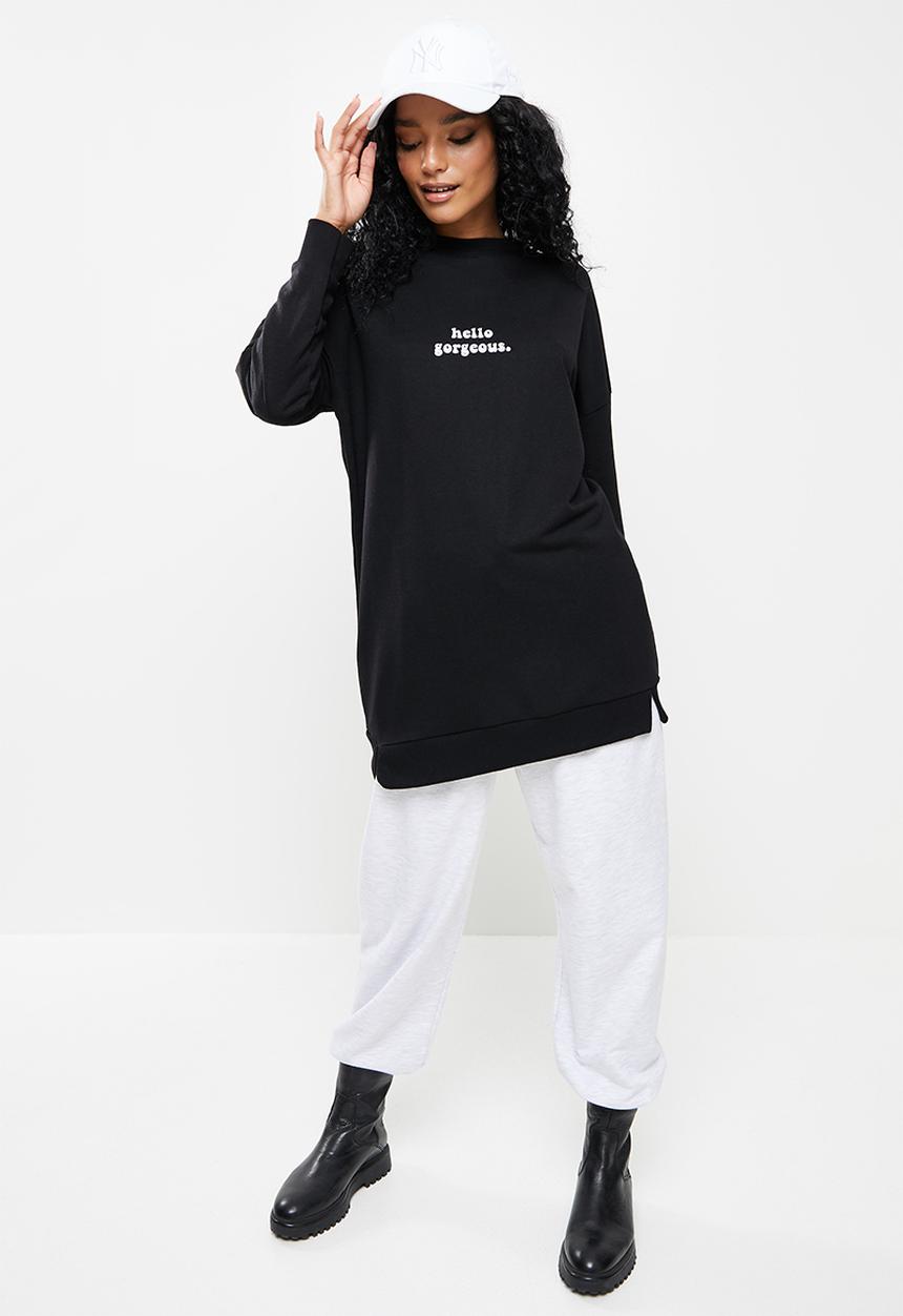 Trendyol - Printed knitted sweatshirt - black