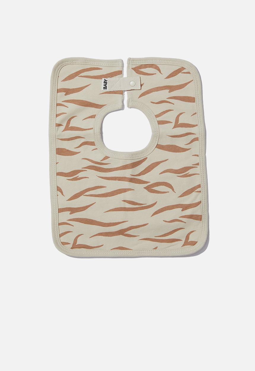 Cotton On - The square bib - rainy day & taupy brown tiger stripe