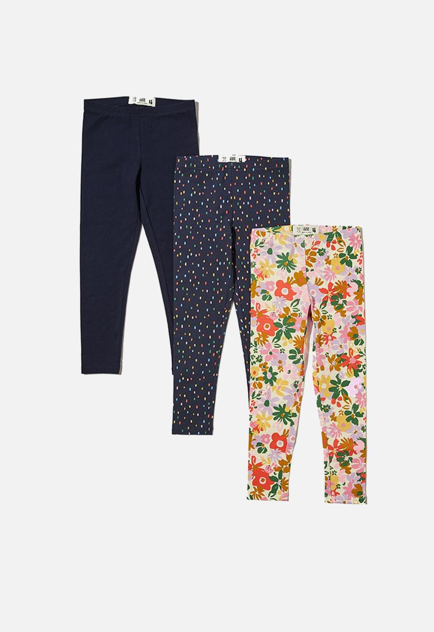 Cotton On - Girls multipack legging 3 pack - indigo/floral bundle