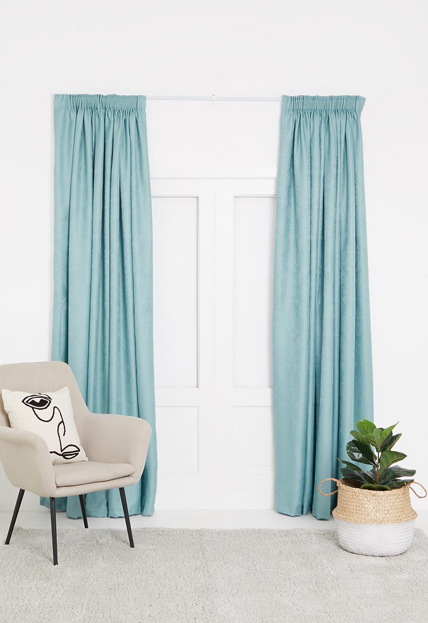 Sixth Floor - Taped lined woven jacquard curtain - provencial blue