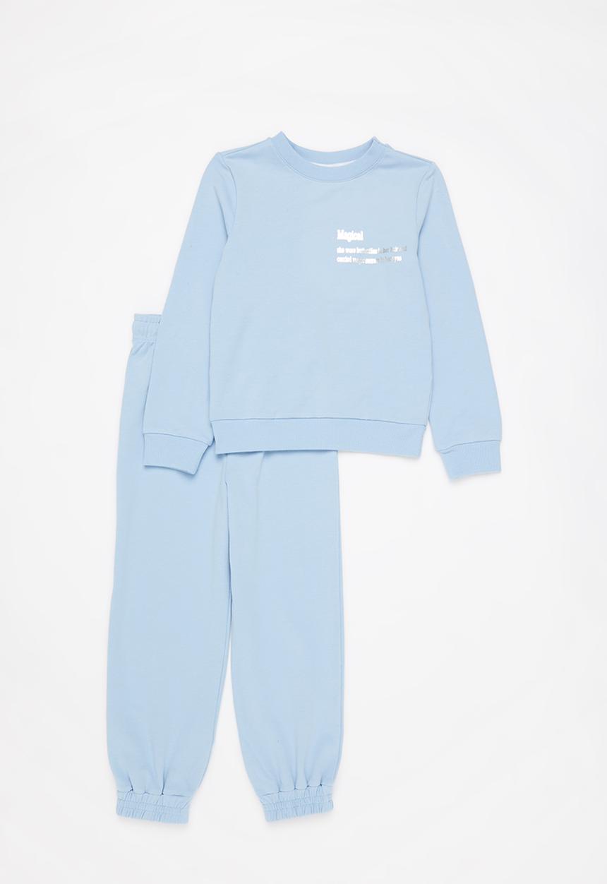 Pop Candy - Younger girls sweater & jogger set - light blue