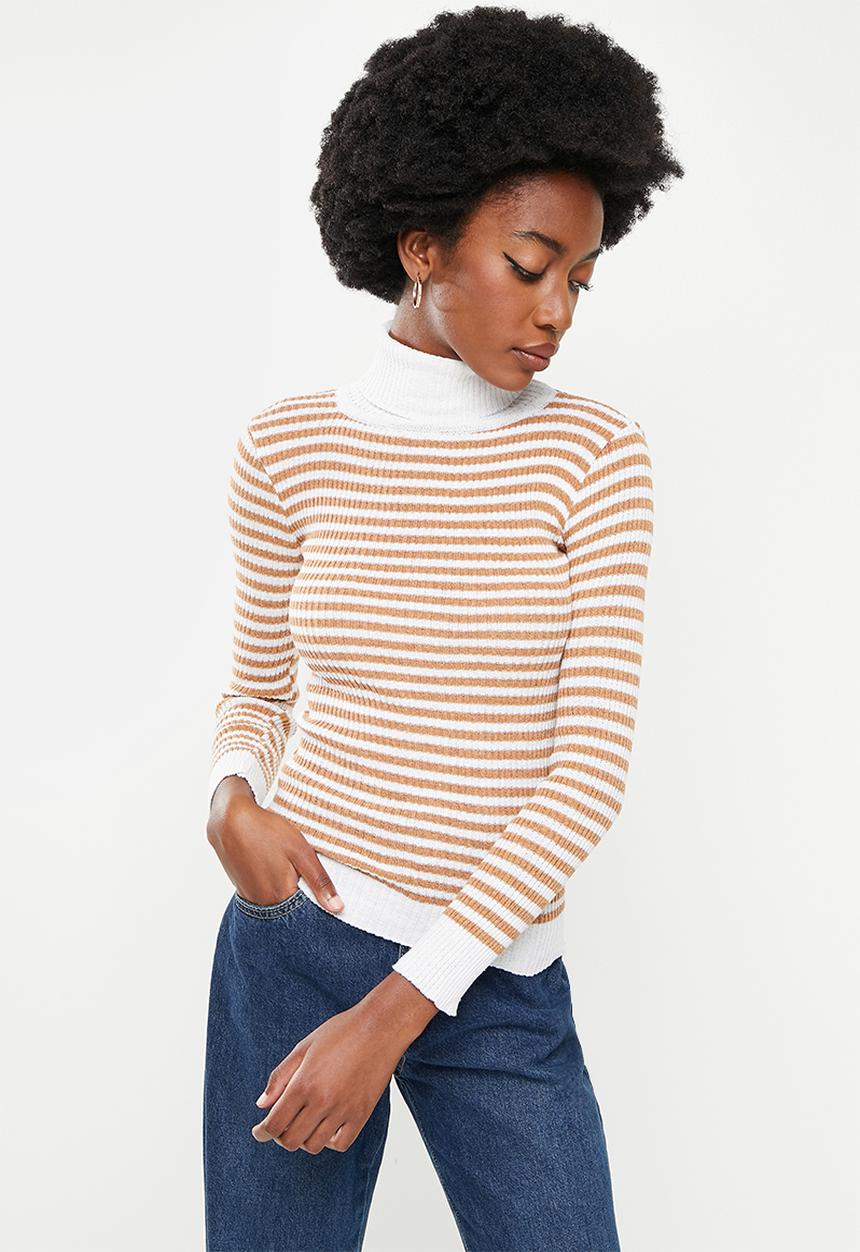 Trendyol - Striped knit sweater - ecru