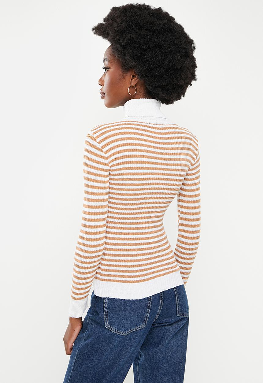 Trendyol - Striped knit sweater - ecru
