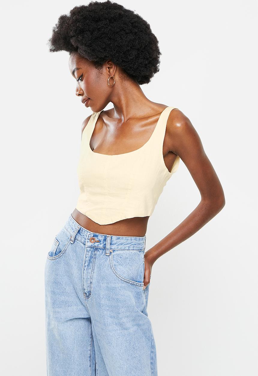 Cotton On - Linen corset top - buttermilk
