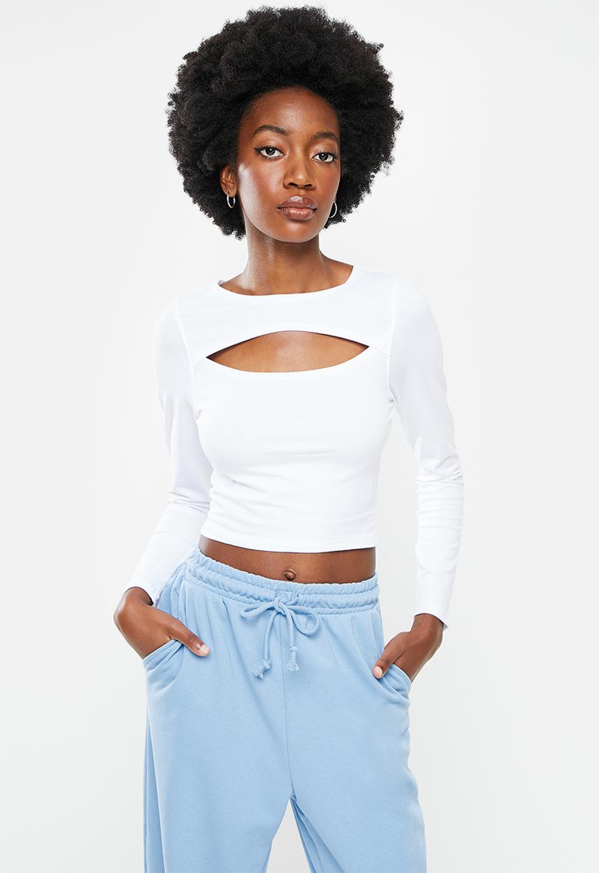 Cotton On - Lara keyhole long sleeve top - white