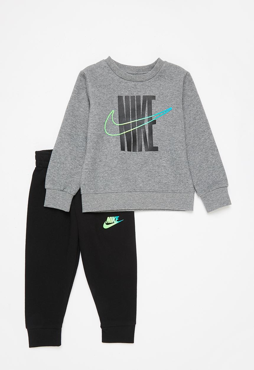 Nike - Nkb rise fleece taping crew set - grey & black