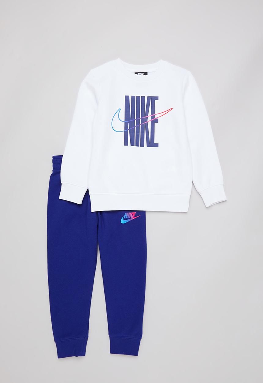 Nike - Nkb rise fleece taping crew set - blue & white