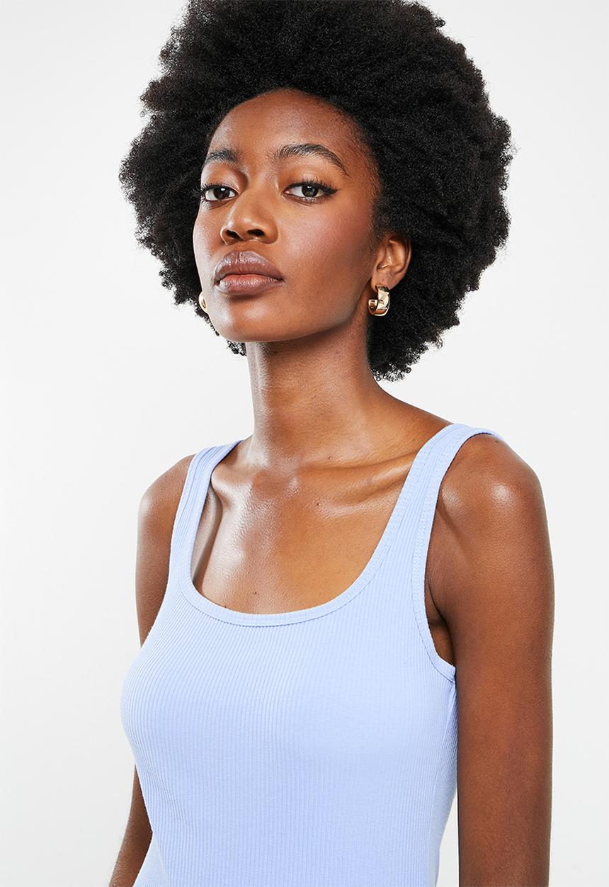 Cotton On - Essential square neck midi dress - haze blue