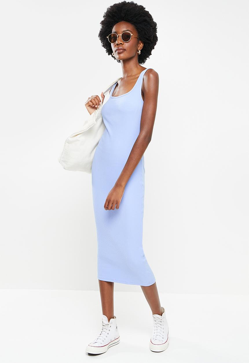 Cotton On - Essential square neck midi dress - haze blue