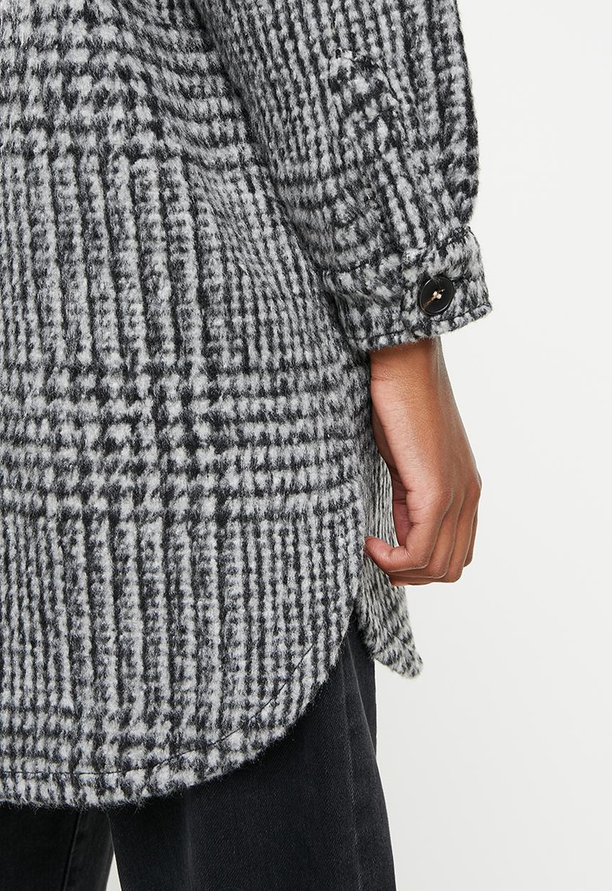 ONLY - Stormy long check shacket - glacier gray