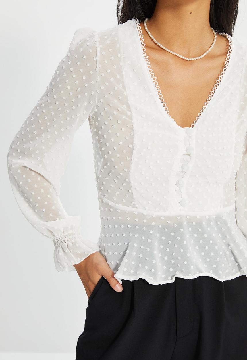 Trendyol - V neck blouse - ecru