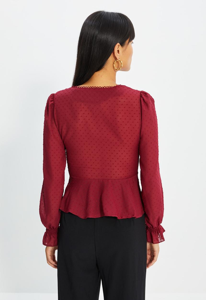 Trendyol - V neck blouse - burgundy