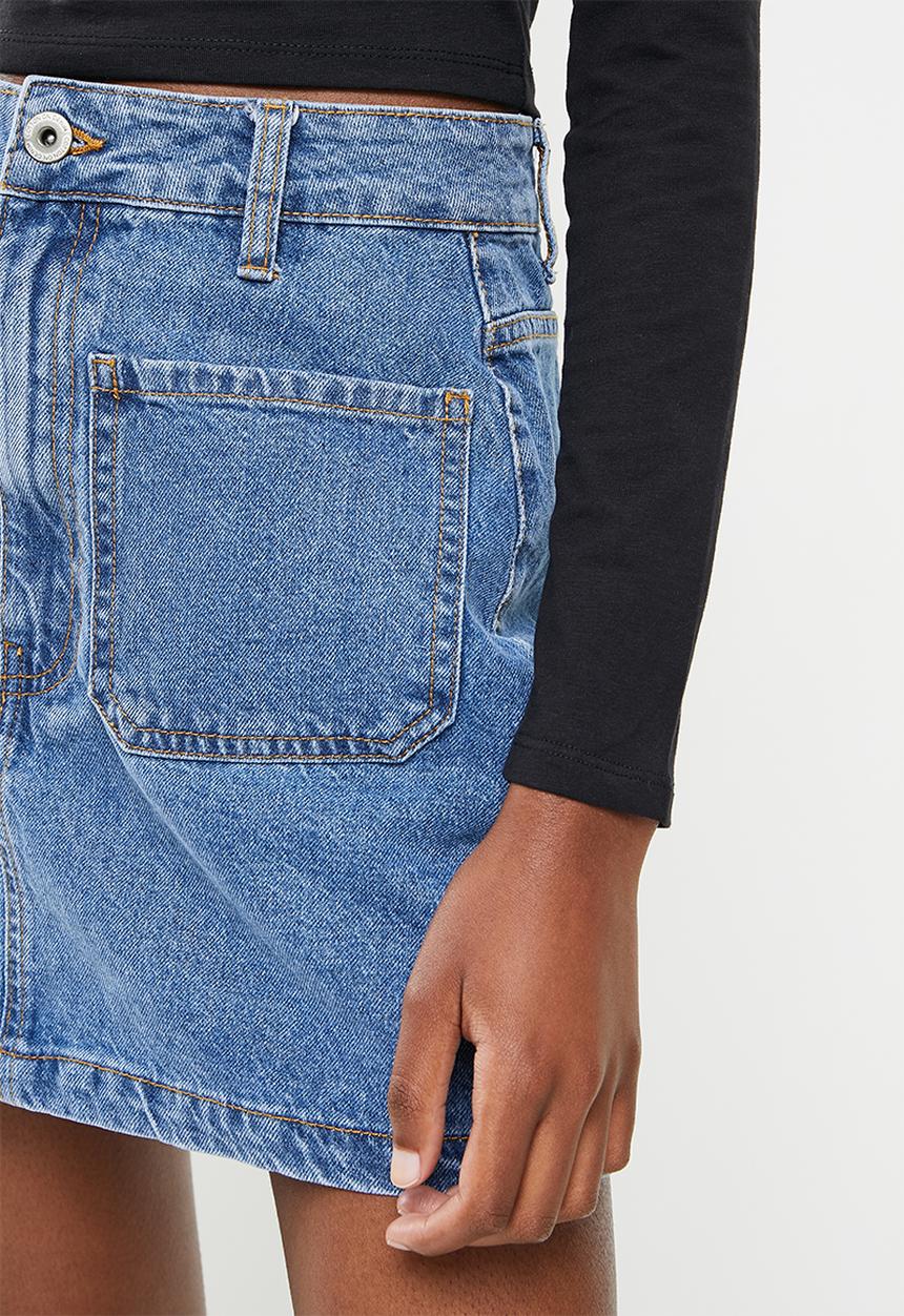 Cotton On - Denim mod mini skirt - offshore blue