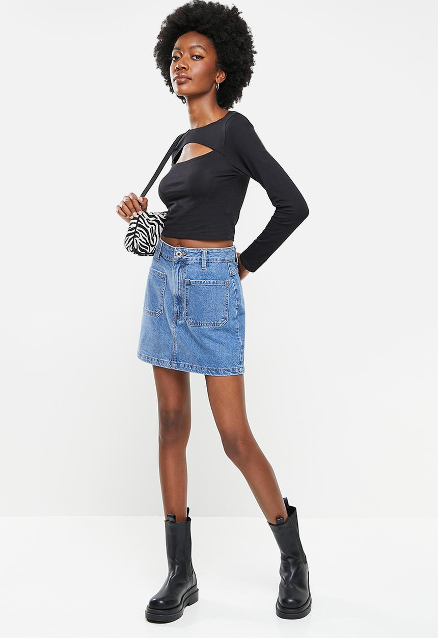 Cotton On - Denim mod mini skirt - offshore blue