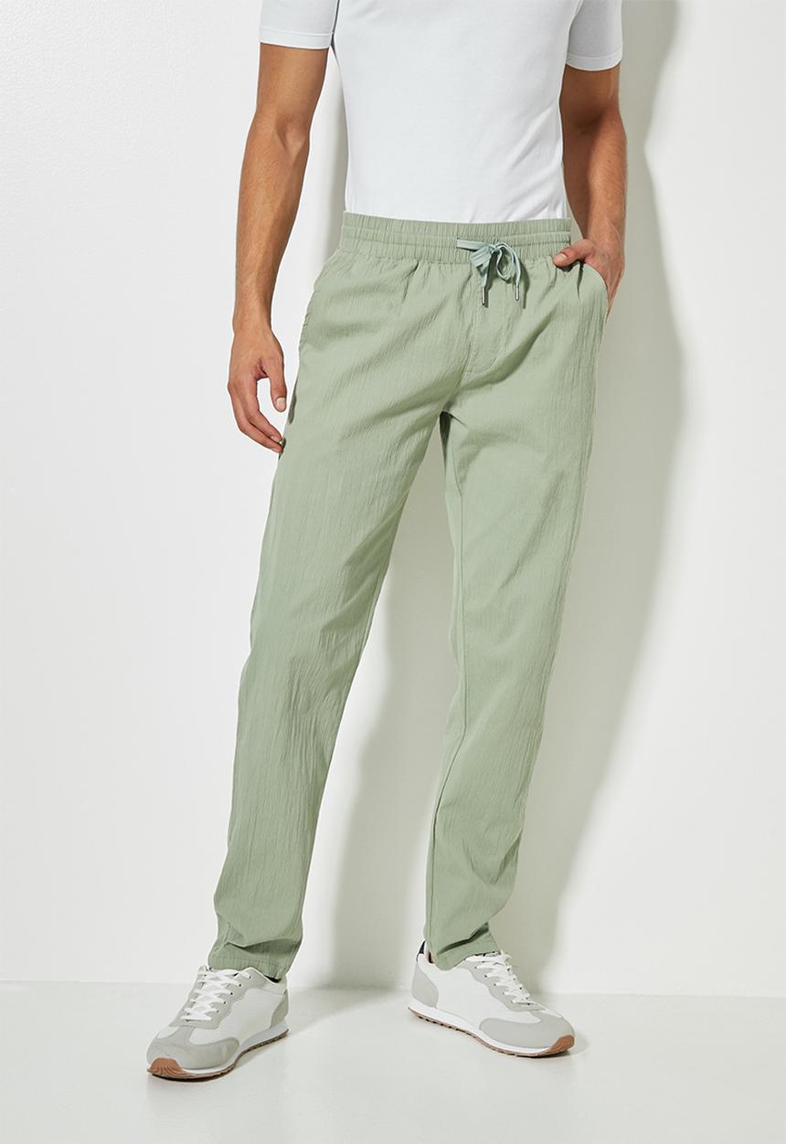 Superbalist - Deco seersucker elastic waistband pant - green 