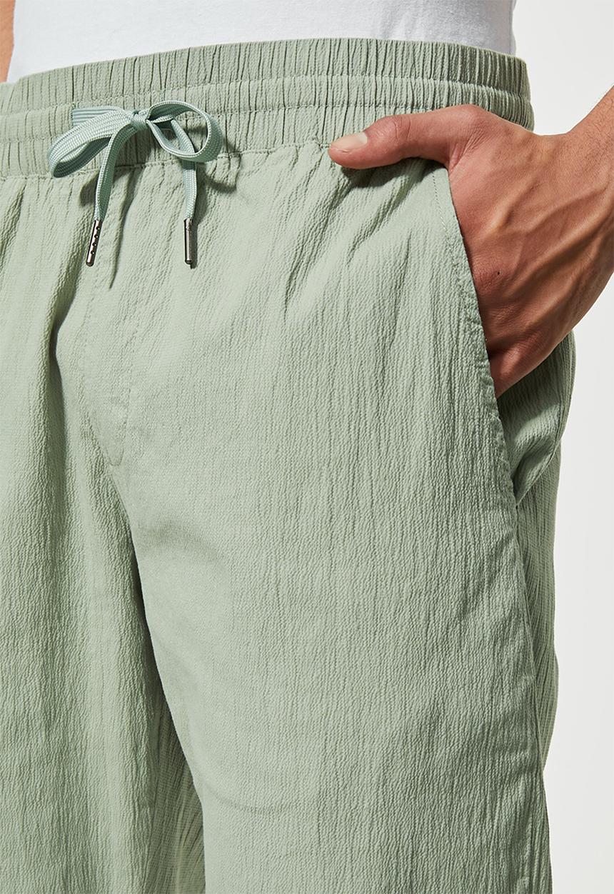 Superbalist - Deco seersucker elastic waistband pant - green 