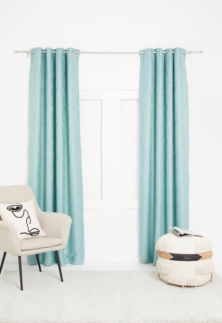 Sixth Floor - Eyelet lined woven jacquard curtain - provencial blue