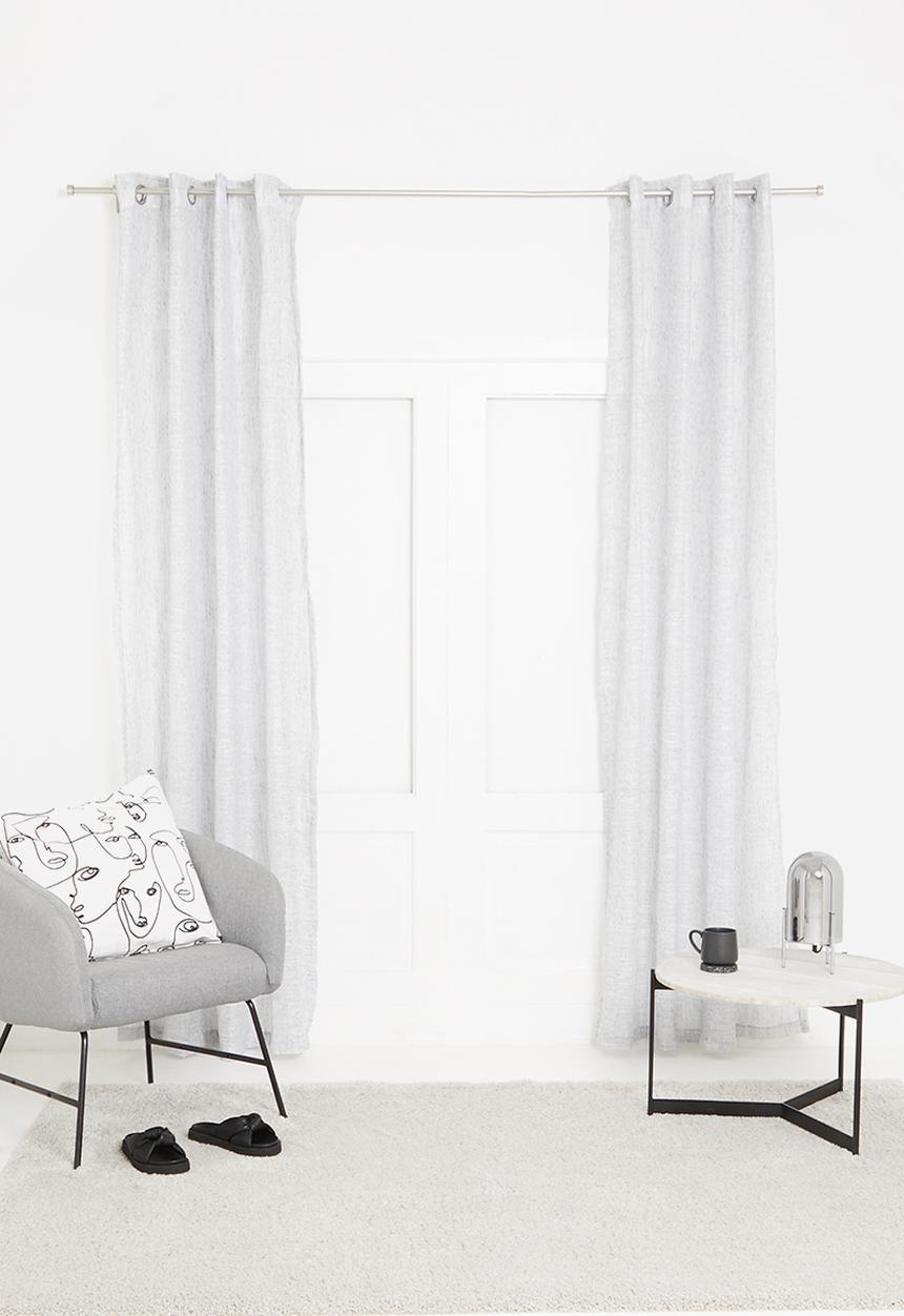 Sixth Floor - Cross linen two toned eyelet sheer - grey & white