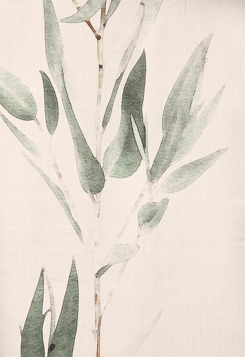 edit - Notch neck roll sleeve blouse - watercolour leaves