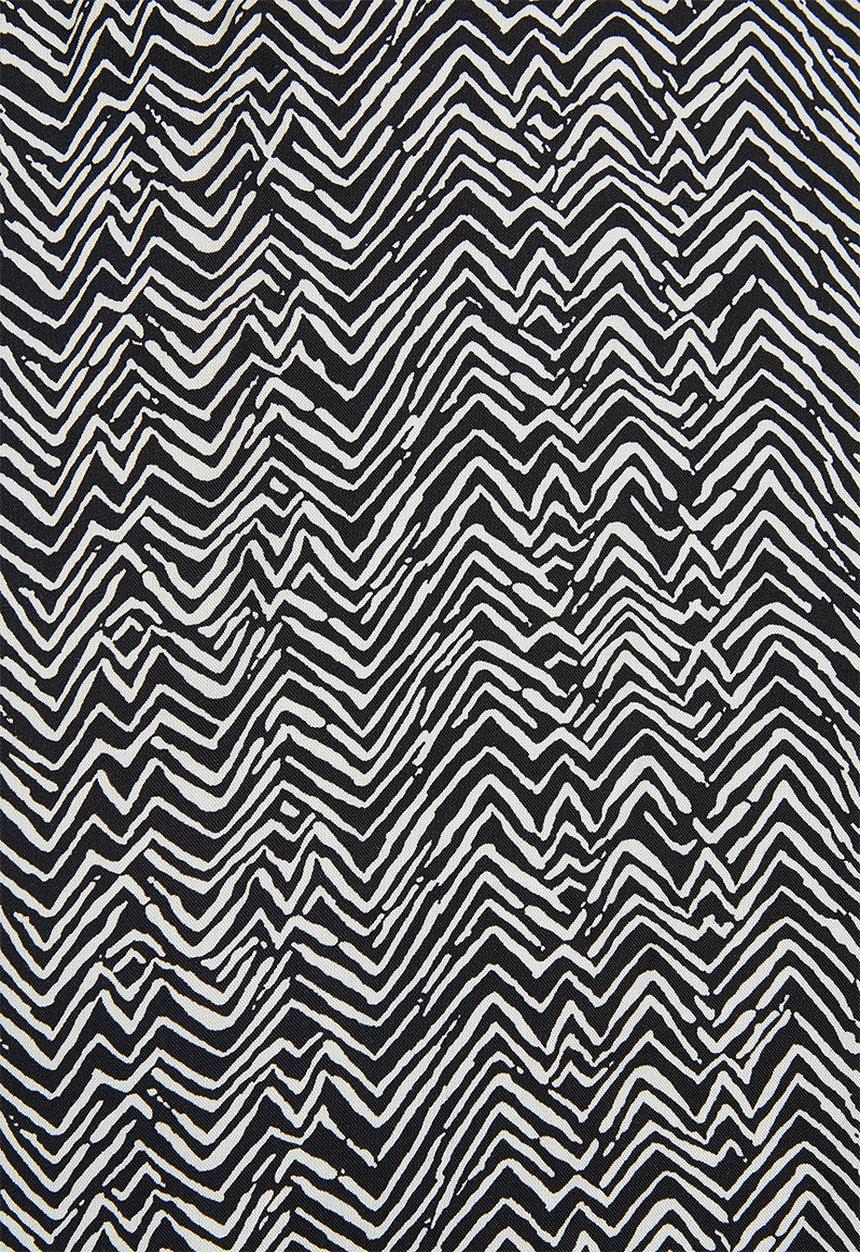 edit - Drop shoulder mandarin shirt - black chevron
