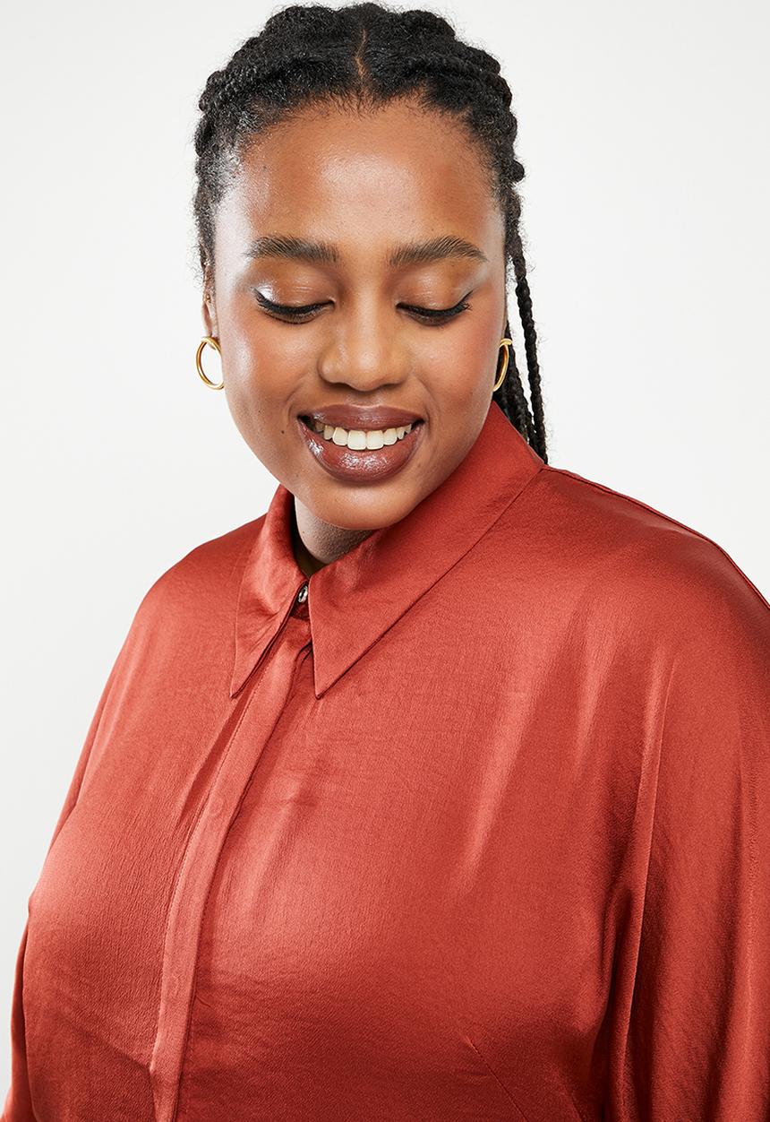 MANGO - Plus shirt miranda - dark red