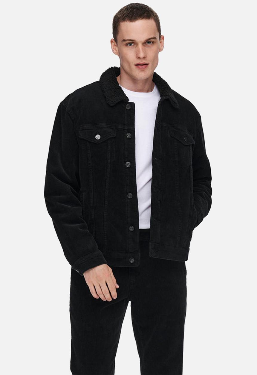 Only & Sons - Onslouis life jacket corduroy - black