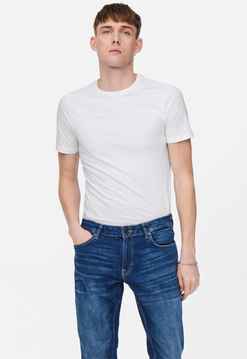 Only & Sons - Basic slim fit o-neck 2 pack tees - white