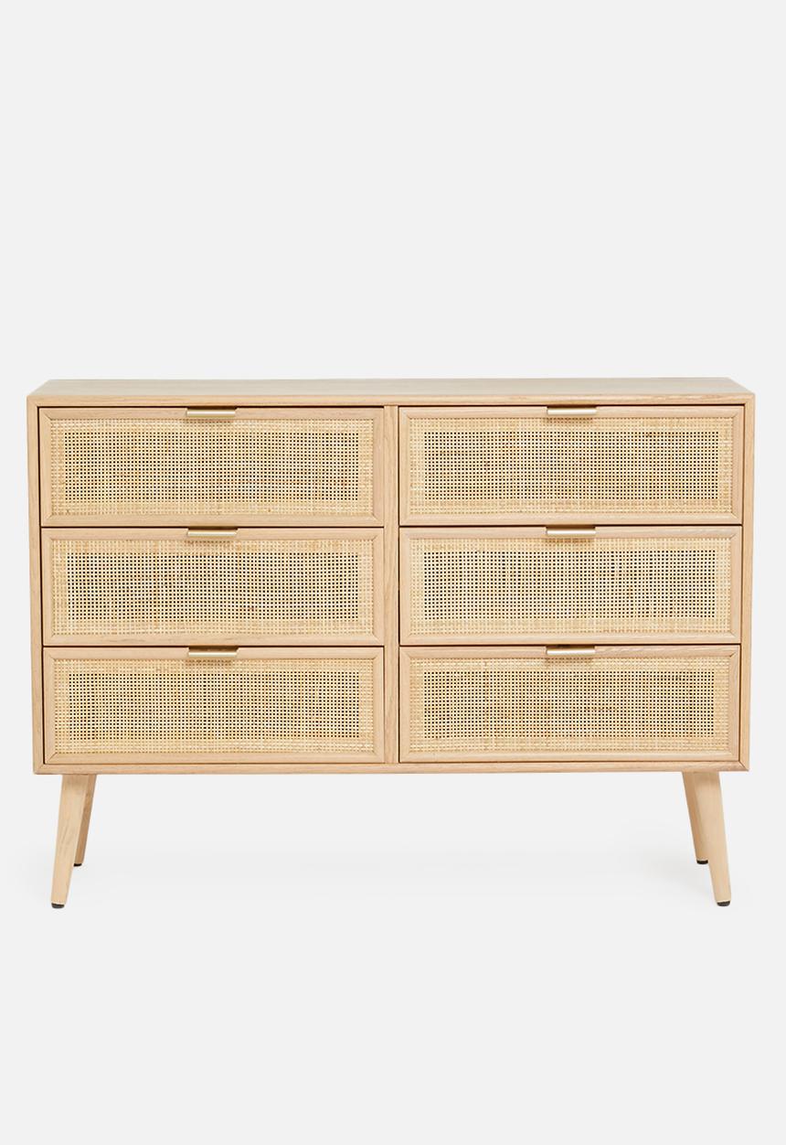 Sixth Floor - Rattan 6 drawer - natural
