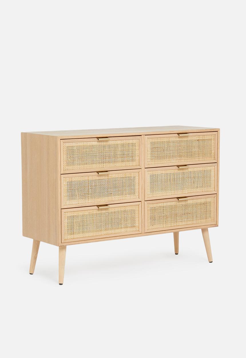 Sixth Floor - Rattan 6 drawer - natural