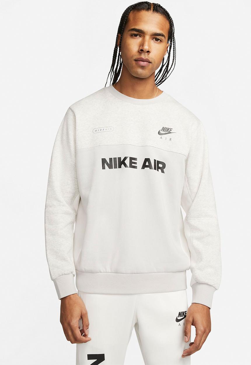 Nike - Nike Air  Brushed-Back Fleece Crew- lt iron ore/htr/phantom/black