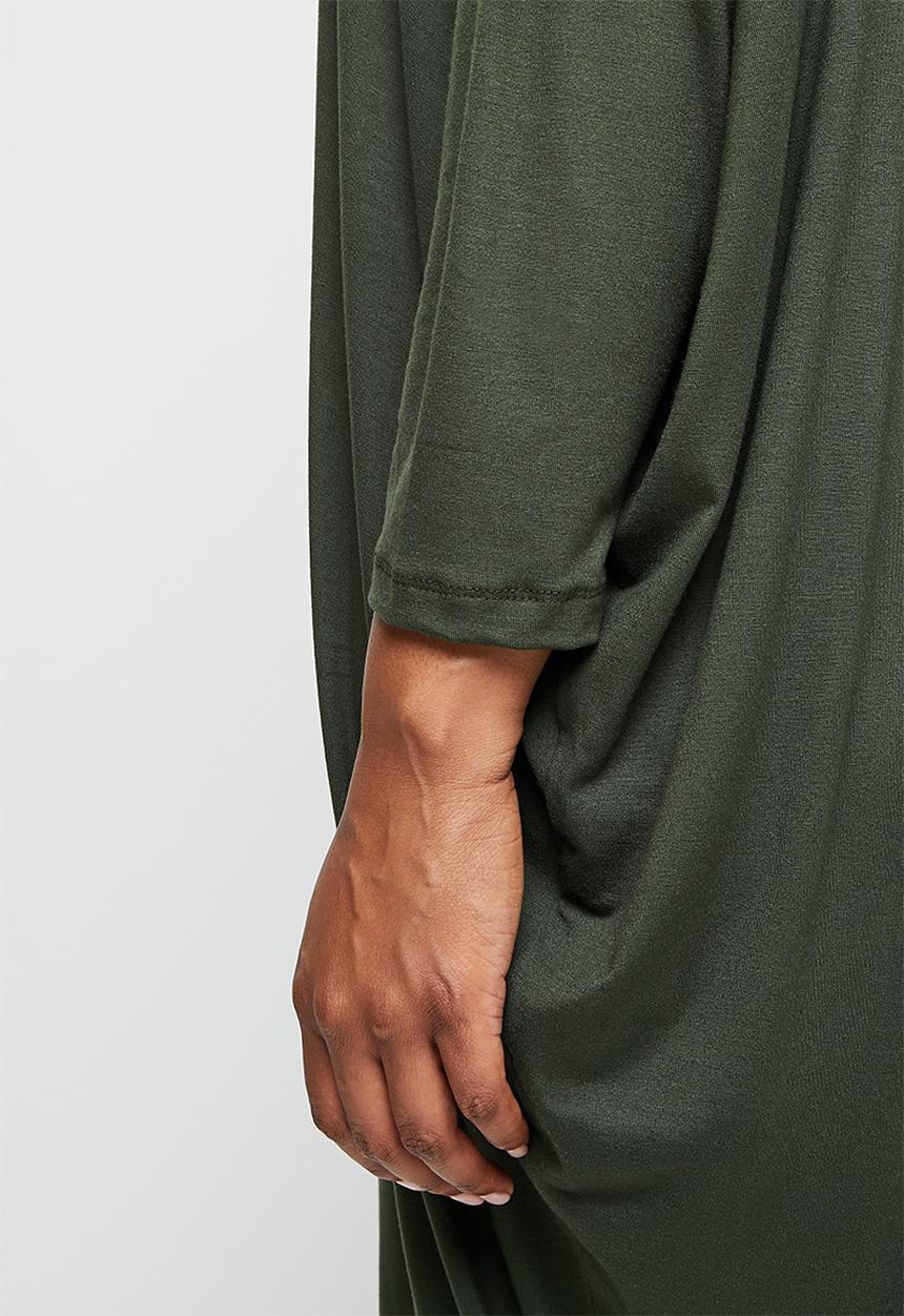 edit Plus - Crew neck knit column midi dress - dark olive