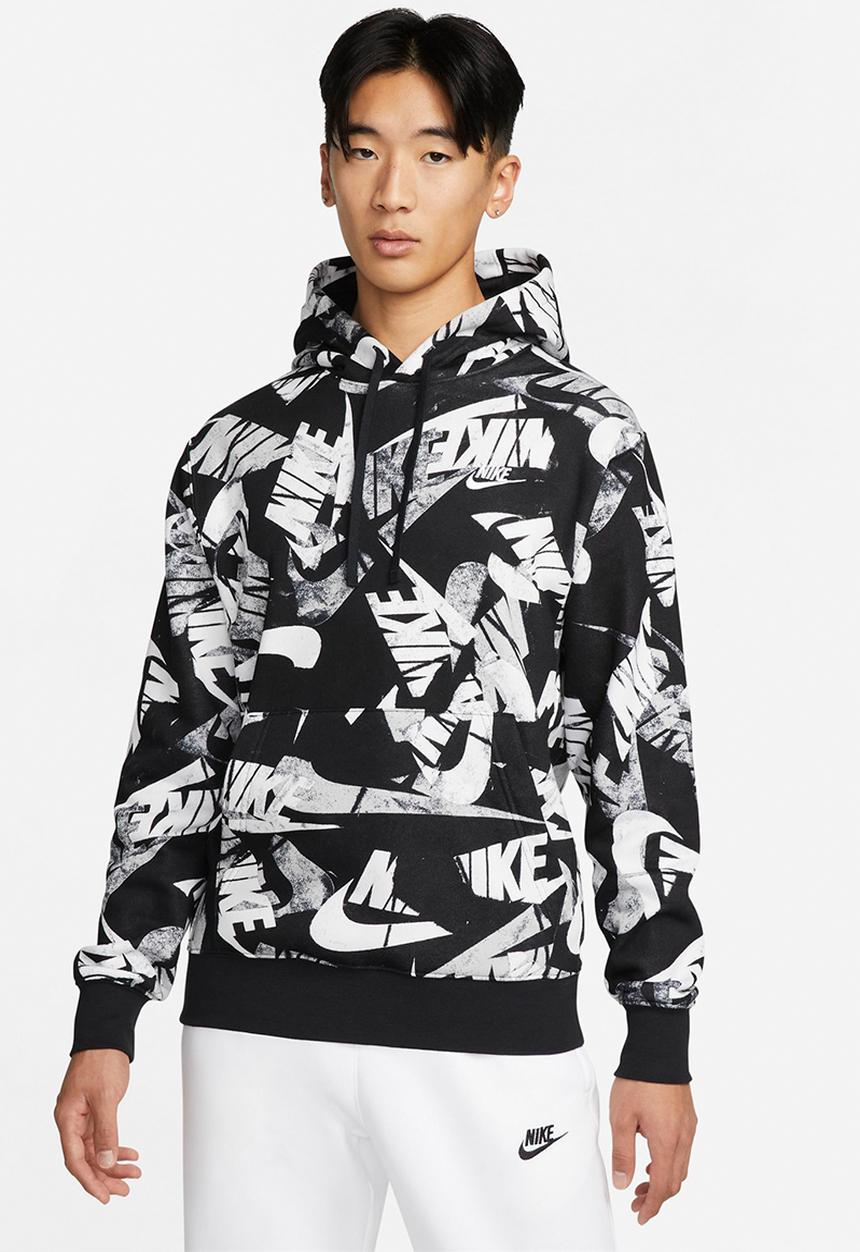 Nike - NSW Spe Brush Back AOP Hoodie  - black & white