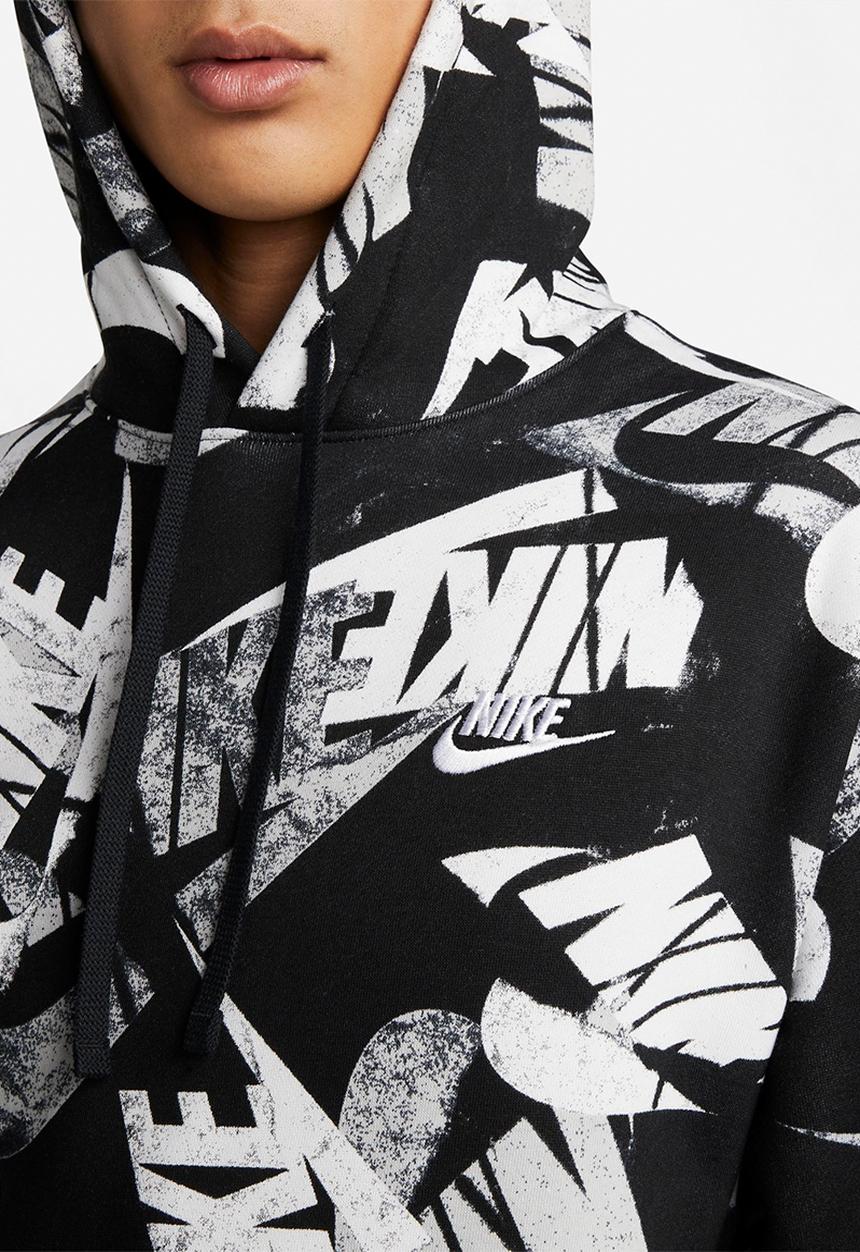 Nike - NSW Spe Brush Back AOP Hoodie  - black & white