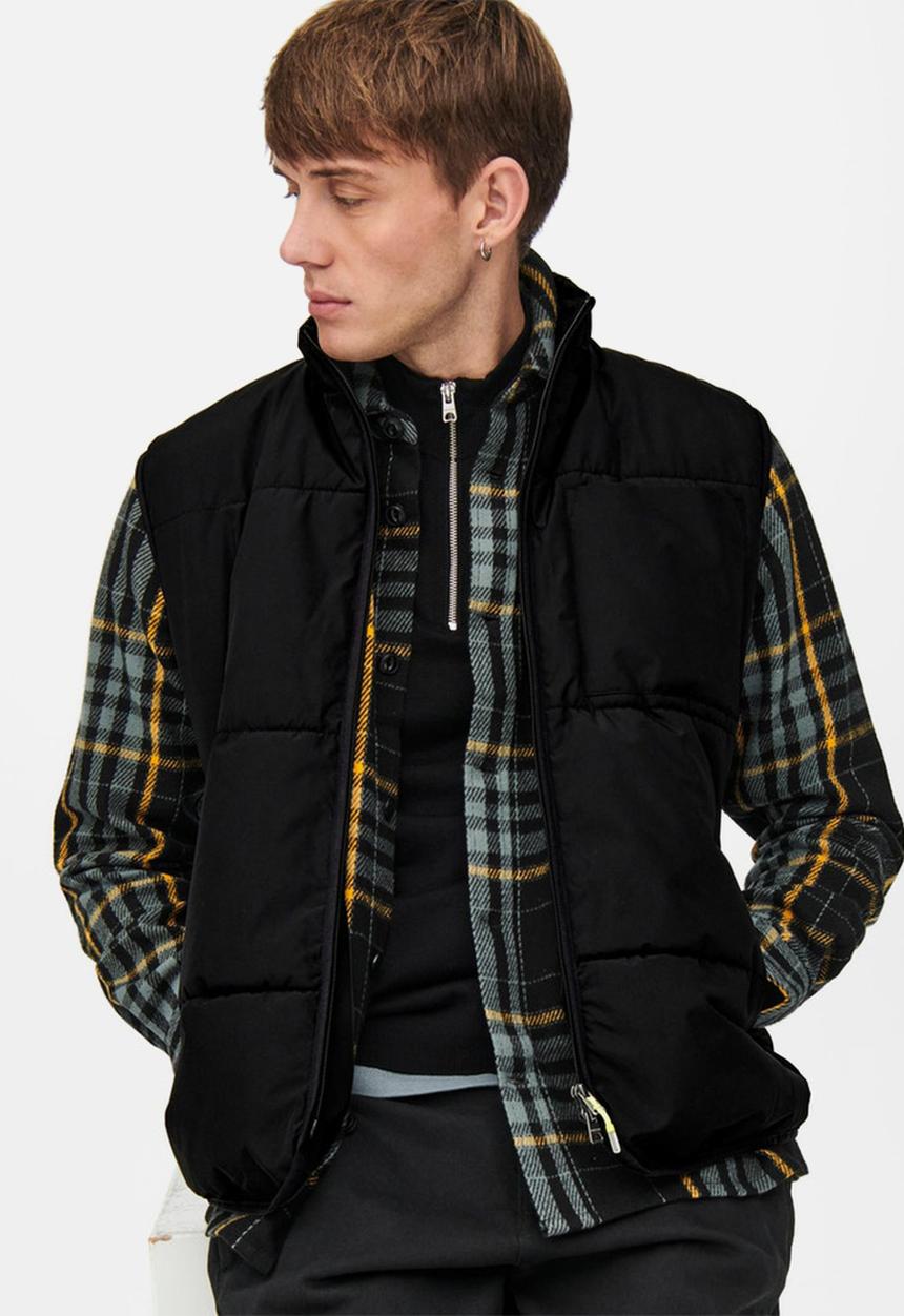 Only & Sons - Jeremy quilted vest - black