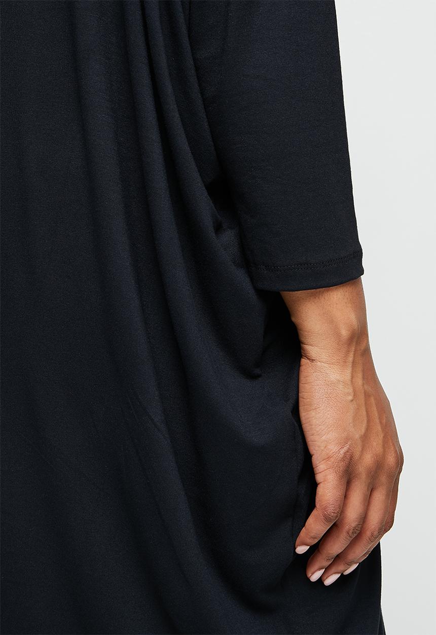 edit Plus - Crew neck knit column midi dress - black