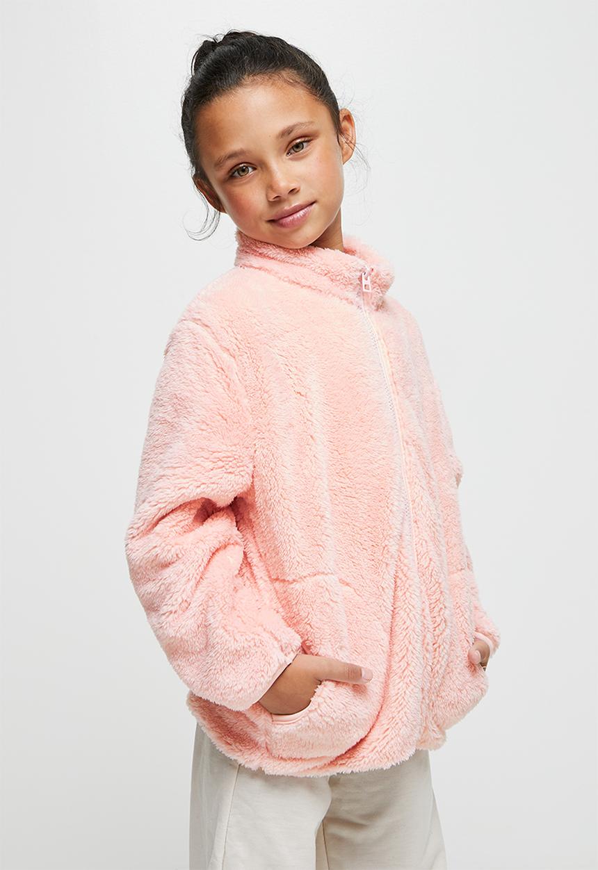 Pop Candy - Zip through fluffy jacket - pink