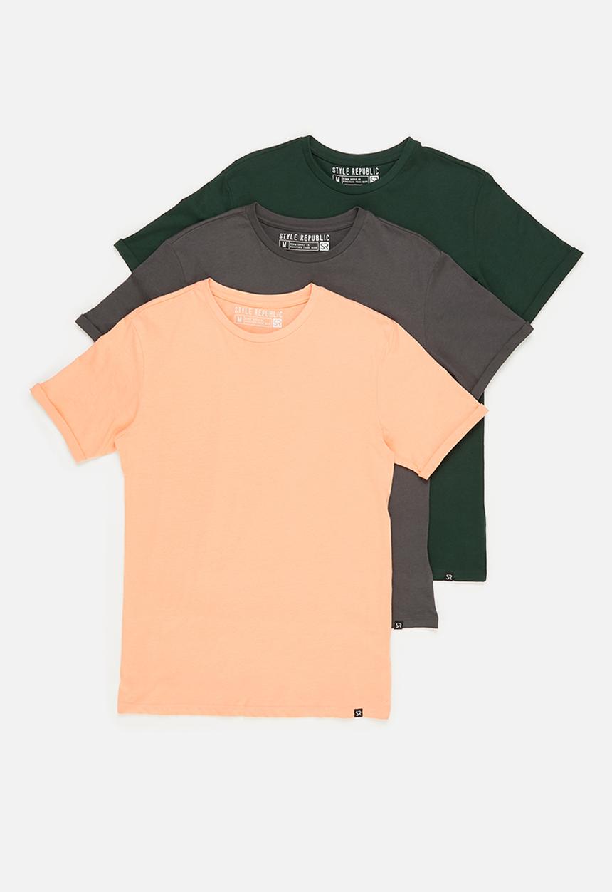 STYLE REPUBLIC - 3-pack el cap crew neck roll sleeve tee - multi