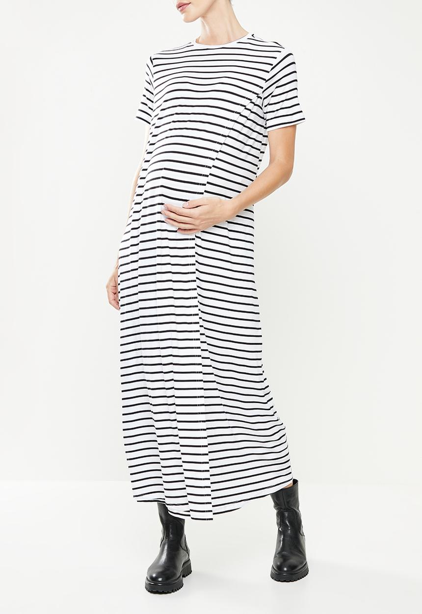 Superbalist - Maternity nursing tee dress - white & black 