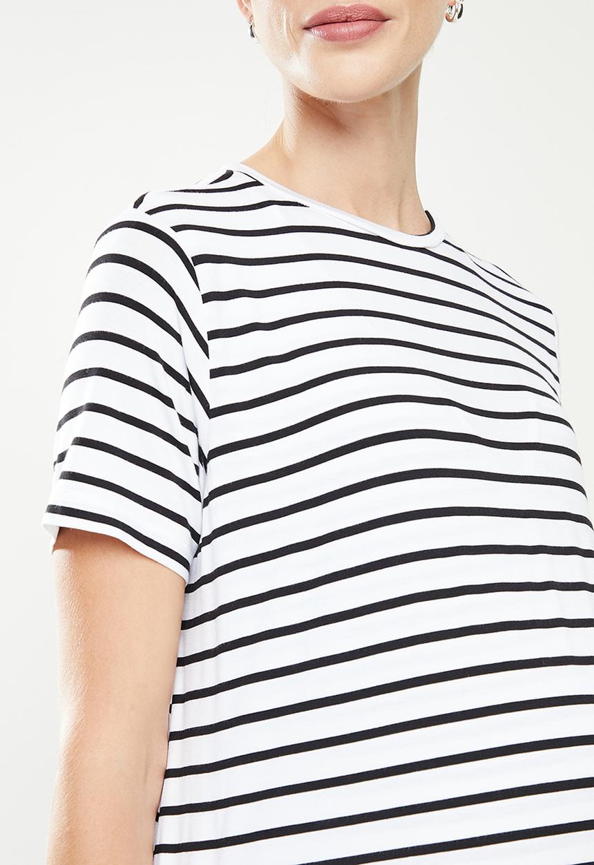 Superbalist - Maternity nursing tee dress - white & black 