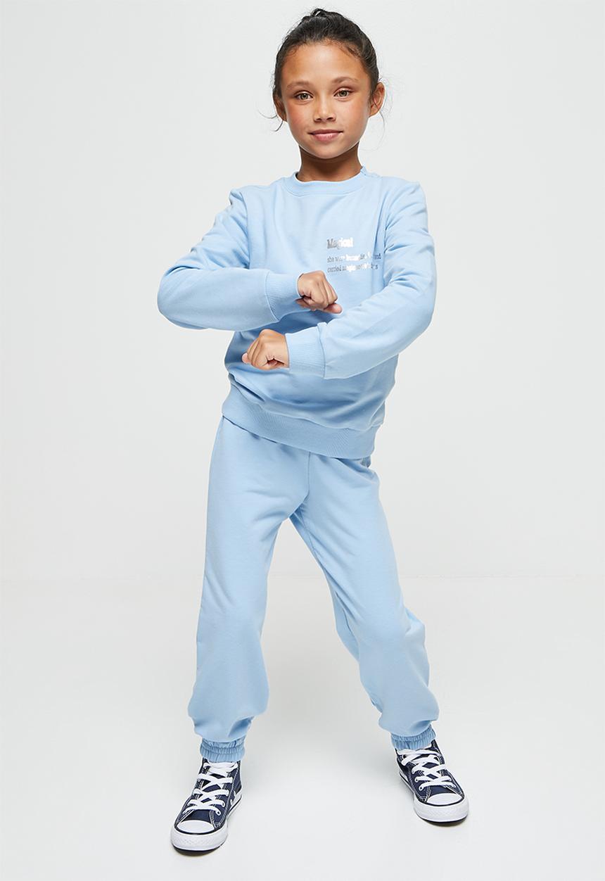 Pop Candy - Younger girls sweater & jogger set - light blue