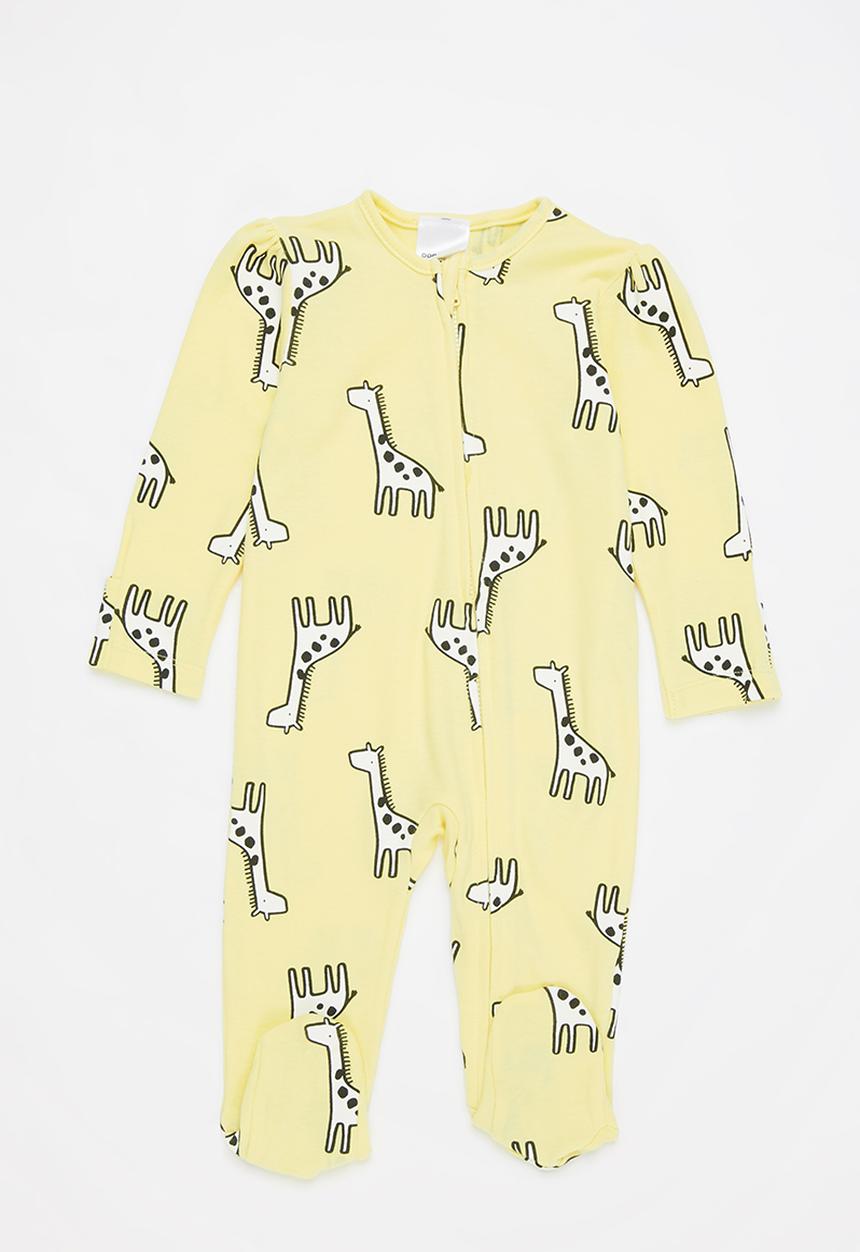 Pop Candy - Baby giraffe babygrow - yellow