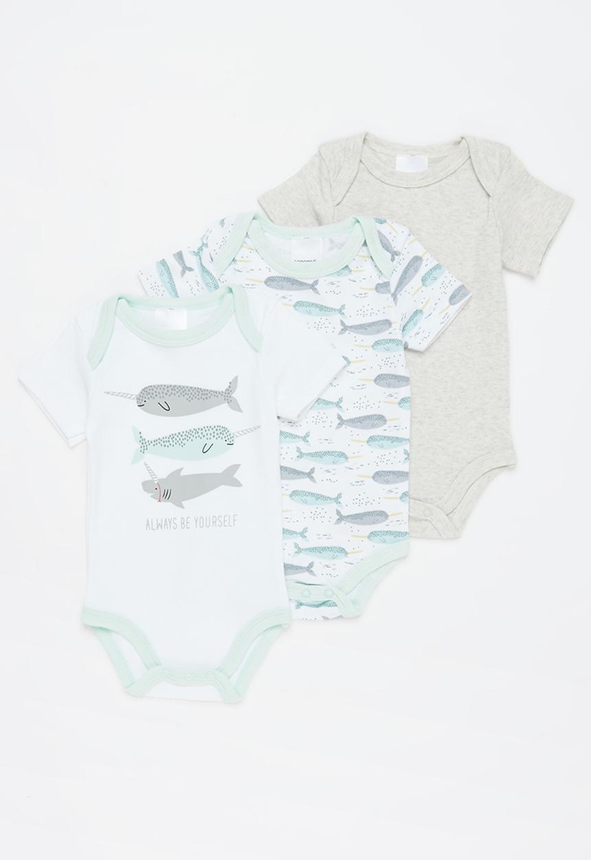 Pop Candy - Baby 3 pack fish babygrows - multi 