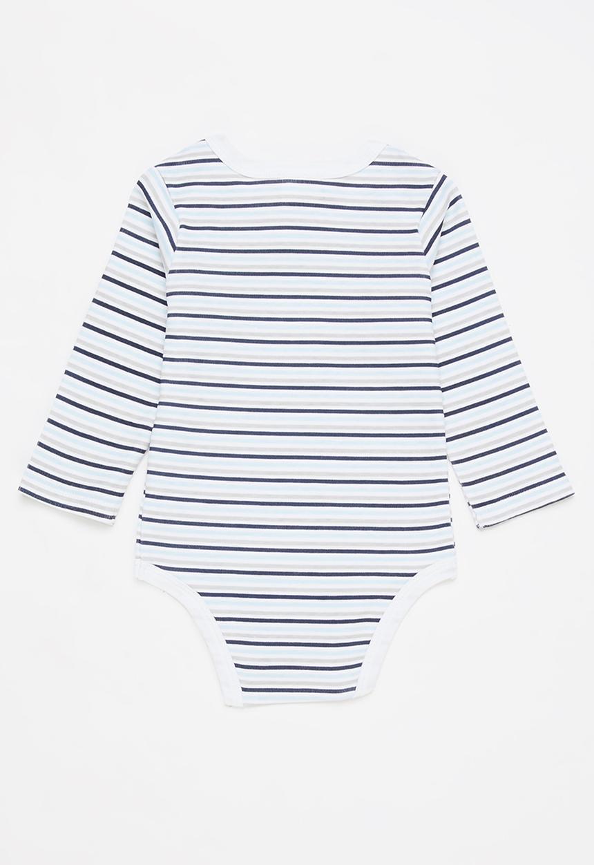 Pop Candy - Baby boys 3 pack printed babygrows - navy & white 
