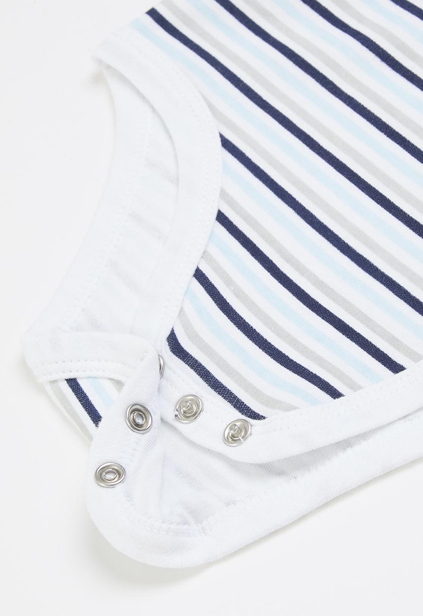 Pop Candy - Baby boys 3 pack printed babygrows - navy & white 
