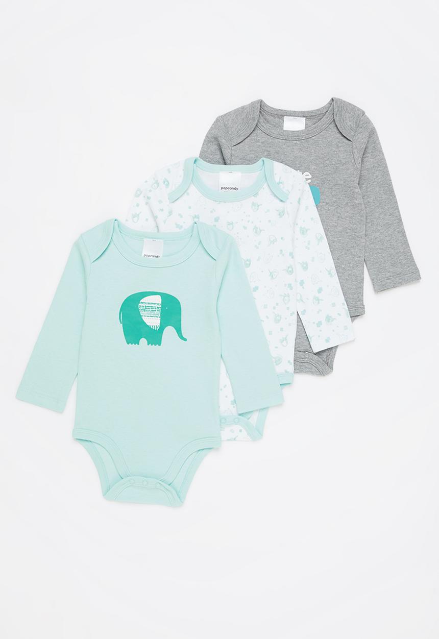 Pop Candy - Baby 3 pack elephant babygrows - multi 